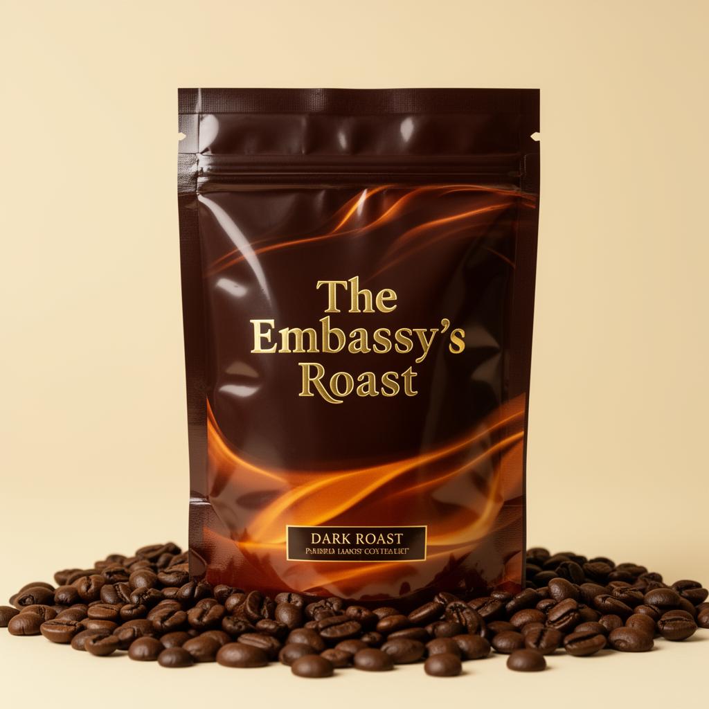 The Embassy's Roast — premium dark blend instant coffee sachet
